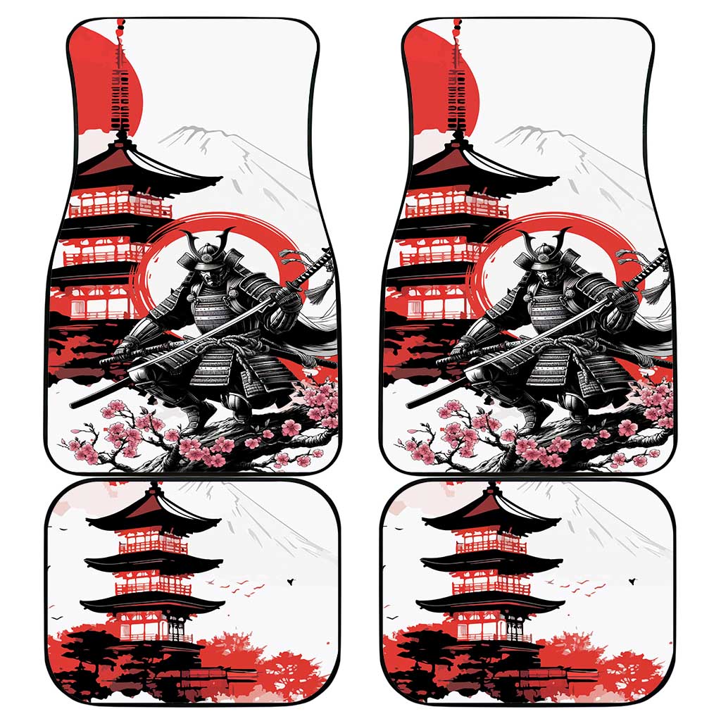 Japanese Samurai Warrior Enso Car Mats Japan Pagoda Sakura Watercolor - Wonder Print Shop