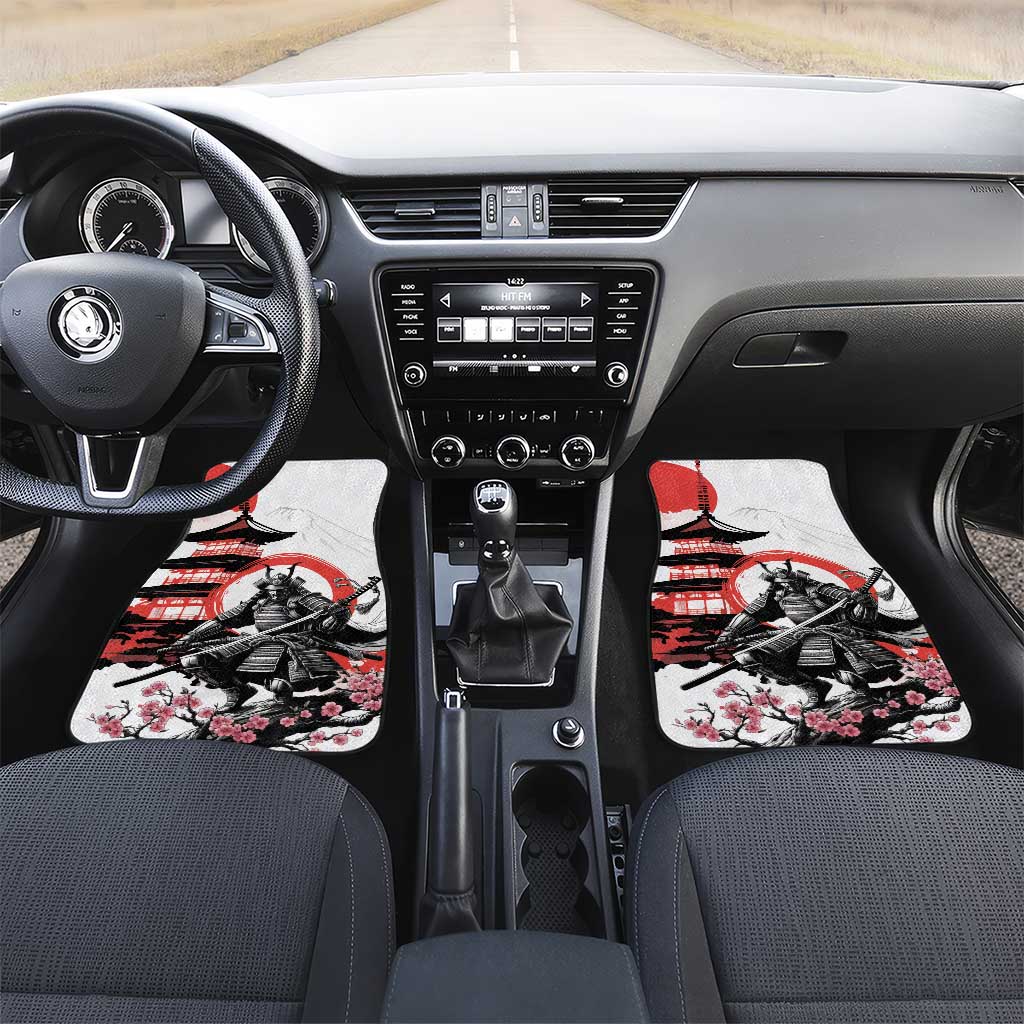 Japanese Samurai Warrior Enso Car Mats Japan Pagoda Sakura Watercolor - Wonder Print Shop