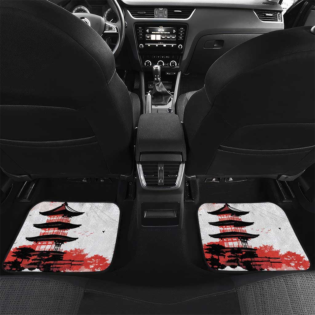 Japanese Samurai Warrior Enso Car Mats Japan Pagoda Sakura Watercolor - Wonder Print Shop