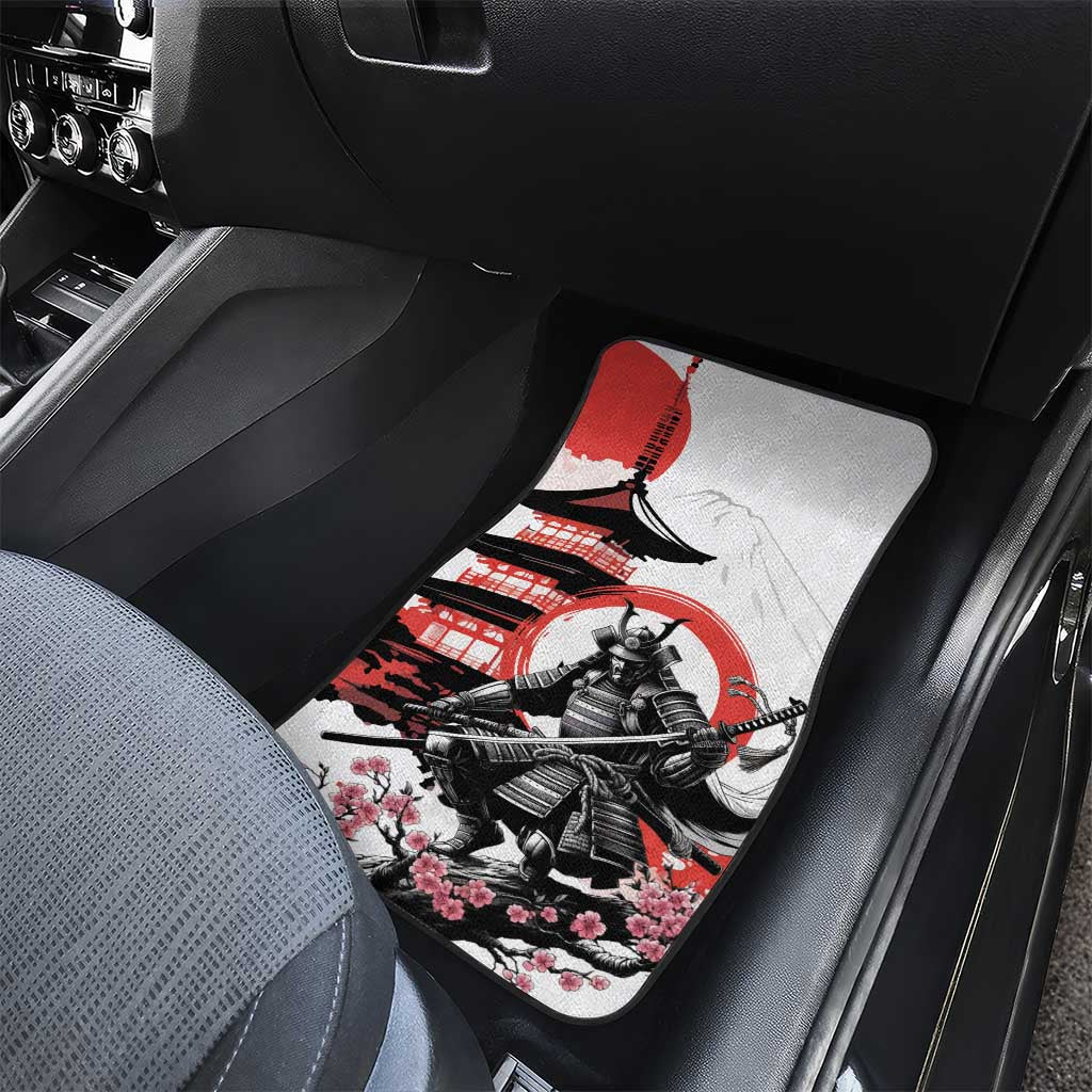 Japanese Samurai Warrior Enso Car Mats Japan Pagoda Sakura Watercolor - Wonder Print Shop