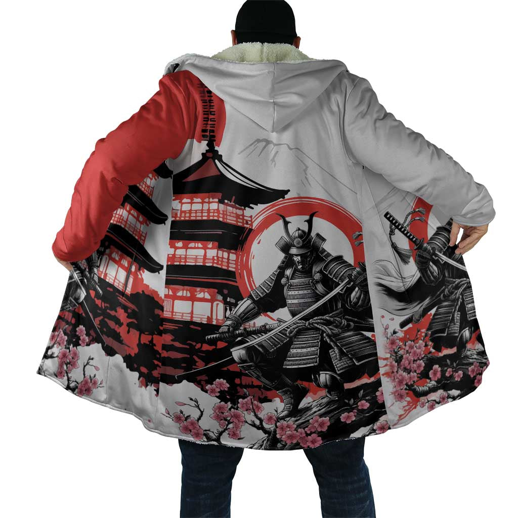 Japanese Samurai Warrior Enso Cloak Japan Pagoda Sakura Watercolor - Wonder Print Shop
