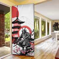 Japanese Samurai Warrior Enso Door Cover Japan Pagoda Sakura Watercolor - Wonder Print Shop