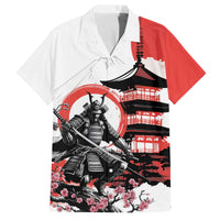 Japanese Samurai Warrior Enso Family Matching Off The Shoulder Long Sleeve Dress and Hawaiian Shirt Japan Pagoda Sakura Watercolor - Wonder Print Shop