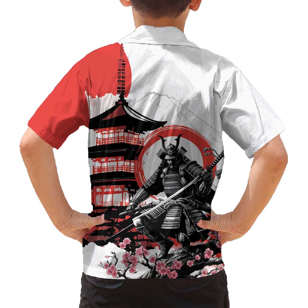 Japanese Samurai Warrior Enso Family Matching Off Shoulder Maxi Dress and Hawaiian Shirt Japan Pagoda Sakura Watercolor - Wonder Print Shop