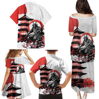 Japanese Samurai Warrior Enso Family Matching Puletasi and Hawaiian Shirt Japan Pagoda Sakura Watercolor - Wonder Print Shop