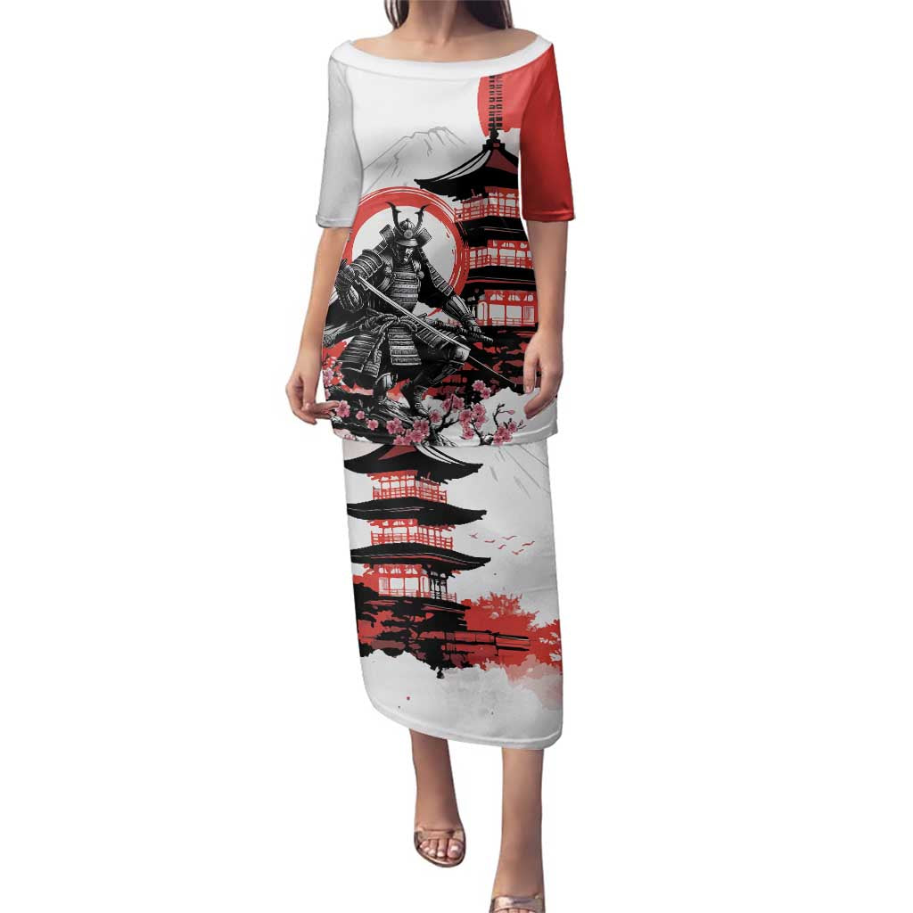 Japanese Samurai Warrior Enso Family Matching Puletasi and Hawaiian Shirt Japan Pagoda Sakura Watercolor - Wonder Print Shop