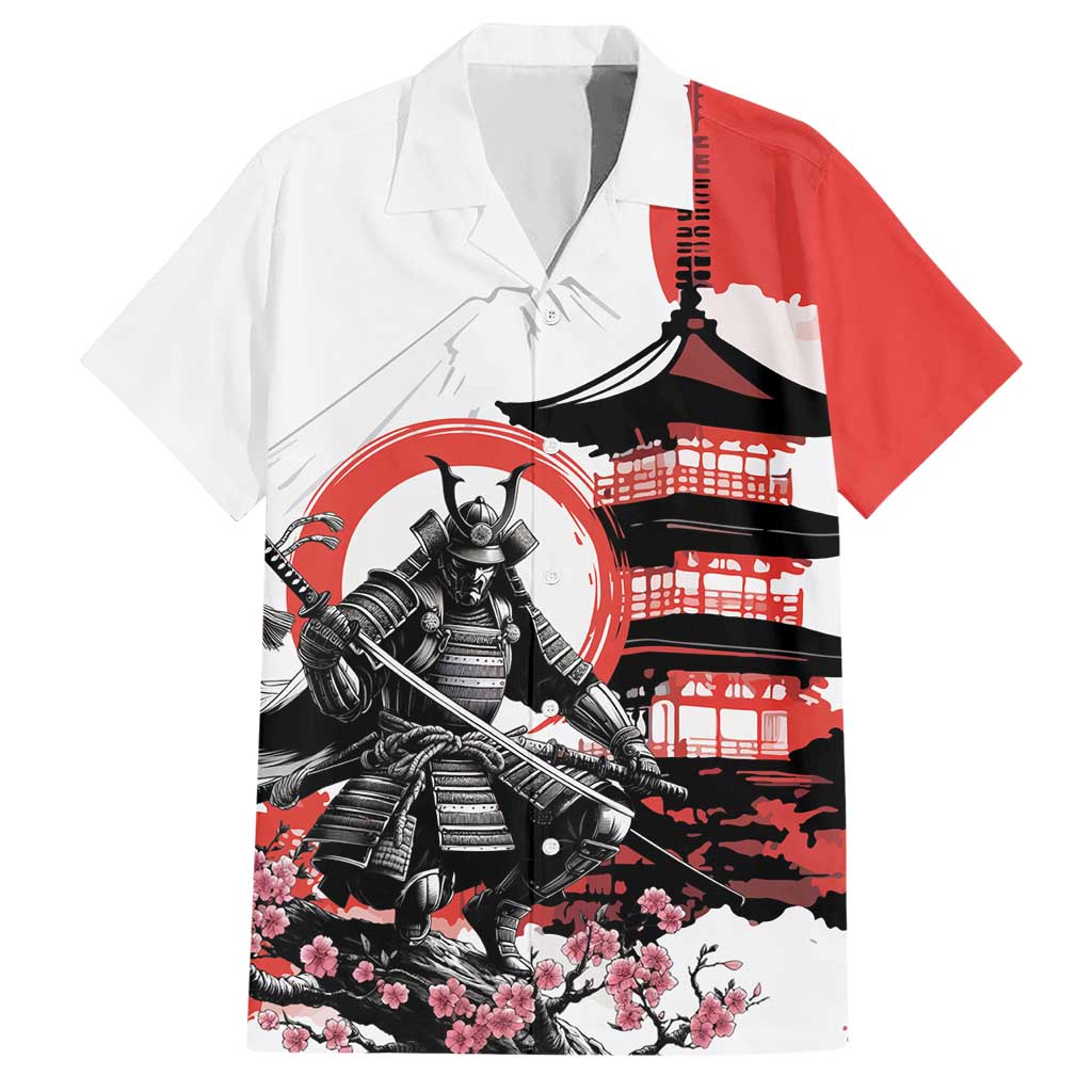 Japanese Samurai Warrior Enso Family Matching Short Sleeve Bodycon Dress and Hawaiian Shirt Japan Pagoda Sakura Watercolor - Wonder Print Shop