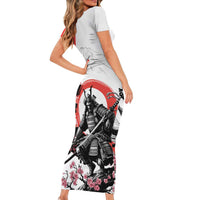 Japanese Samurai Warrior Enso Family Matching Short Sleeve Bodycon Dress and Hawaiian Shirt Japan Pagoda Sakura Watercolor - Wonder Print Shop