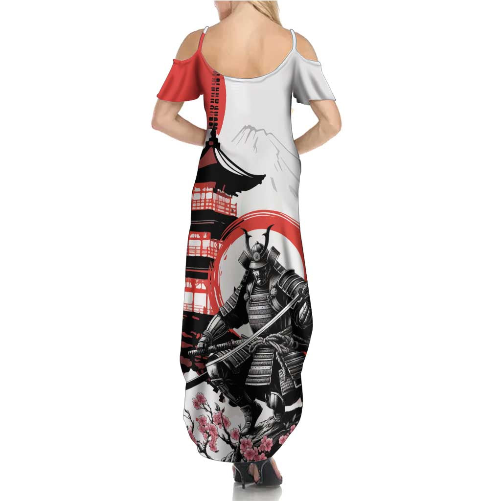 Japanese Samurai Warrior Enso Family Matching Summer Maxi Dress and Hawaiian Shirt Japan Pagoda Sakura Watercolor - Wonder Print Shop