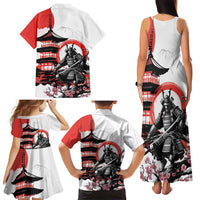 Japanese Samurai Warrior Enso Family Matching Tank Maxi Dress and Hawaiian Shirt Japan Pagoda Sakura Watercolor - Wonder Print Shop