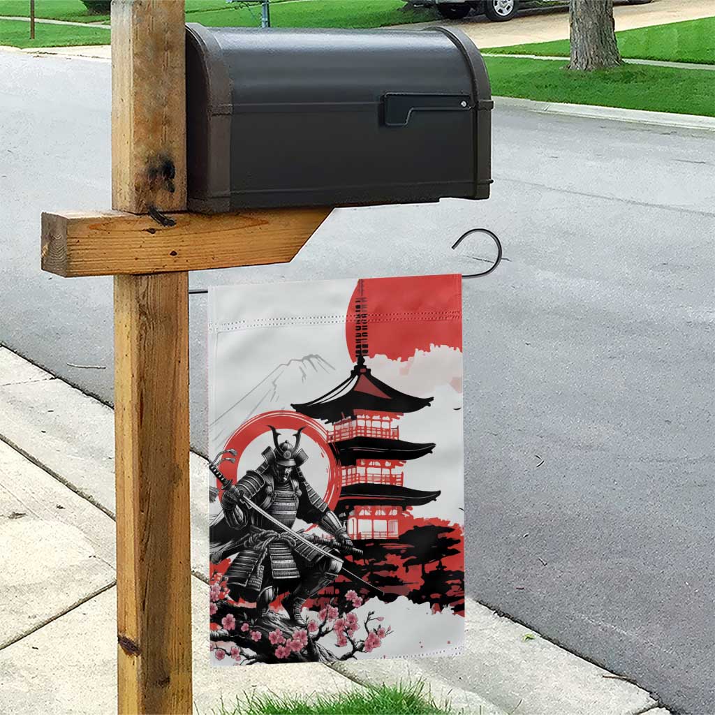 Japanese Samurai Warrior Enso Garden Flag Japan Pagoda Sakura Watercolor - Wonder Print Shop