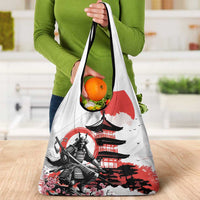 Japanese Samurai Warrior Enso Grocery Bag Japan Pagoda Sakura Watercolor - Wonder Print Shop
