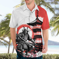 Japanese Samurai Warrior Enso Hawaiian Shirt Japan Pagoda Sakura Watercolor - Wonder Print Shop