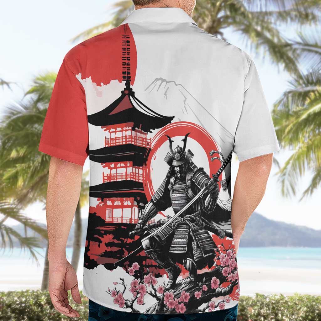 Japanese Samurai Warrior Enso Hawaiian Shirt Japan Pagoda Sakura Watercolor - Wonder Print Shop