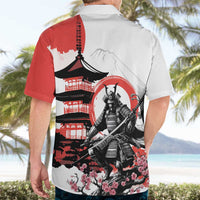 Japanese Samurai Warrior Enso Hawaiian Shirt Japan Pagoda Sakura Watercolor - Wonder Print Shop