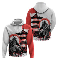 Japanese Samurai Warrior Enso Hoodie Japan Pagoda Sakura Watercolor - Wonder Print Shop