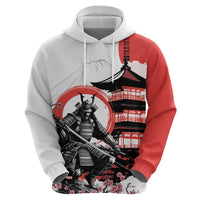 Japanese Samurai Warrior Enso Hoodie Japan Pagoda Sakura Watercolor - Wonder Print Shop
