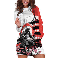 Japanese Samurai Warrior Enso Hoodie Dress Japan Pagoda Sakura Watercolor - Wonder Print Shop