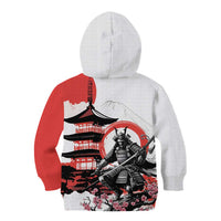 Japanese Samurai Warrior Enso Kid Hoodie Japan Pagoda Sakura Watercolor - Wonder Print Shop