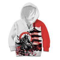 Japanese Samurai Warrior Enso Kid Hoodie Japan Pagoda Sakura Watercolor - Wonder Print Shop