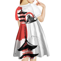 Japanese Samurai Warrior Enso Kid Short Sleeve Dress Japan Pagoda Sakura Watercolor - Wonder Print Shop