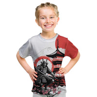 Japanese Samurai Warrior Enso Kid T Shirt Japan Pagoda Sakura Watercolor - Wonder Print Shop