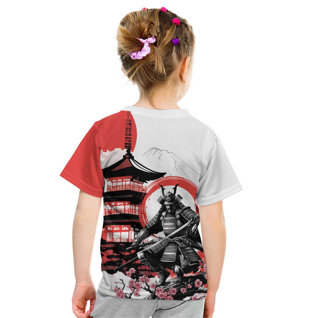 Japanese Samurai Warrior Enso Kid T Shirt Japan Pagoda Sakura Watercolor - Wonder Print Shop