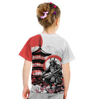 Japanese Samurai Warrior Enso Kid T Shirt Japan Pagoda Sakura Watercolor - Wonder Print Shop