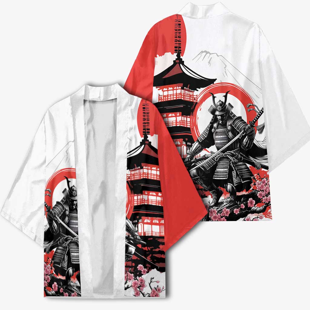 Japanese Samurai Warrior Enso Kimono Japan Pagoda Sakura Watercolor - Wonder Print Shop