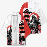 Japanese Samurai Warrior Enso Kimono Japan Pagoda Sakura Watercolor - Wonder Print Shop