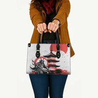 Japanese Samurai Warrior Enso Leather Bag Japan Pagoda Sakura Watercolor - Wonder Print Shop