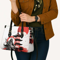 Japanese Samurai Warrior Enso Leather Bag Japan Pagoda Sakura Watercolor - Wonder Print Shop