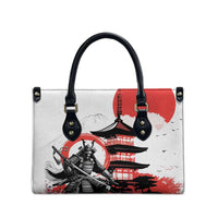 Japanese Samurai Warrior Enso Leather Bag Japan Pagoda Sakura Watercolor - Wonder Print Shop