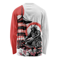 Japanese Samurai Warrior Enso Long Sleeve Shirt Japan Pagoda Sakura Watercolor - Wonder Print Shop