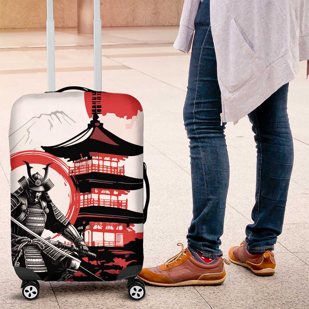 Japanese Samurai Warrior Enso Luggage Cover Japan Pagoda Sakura Watercolor - Wonder Print Shop
