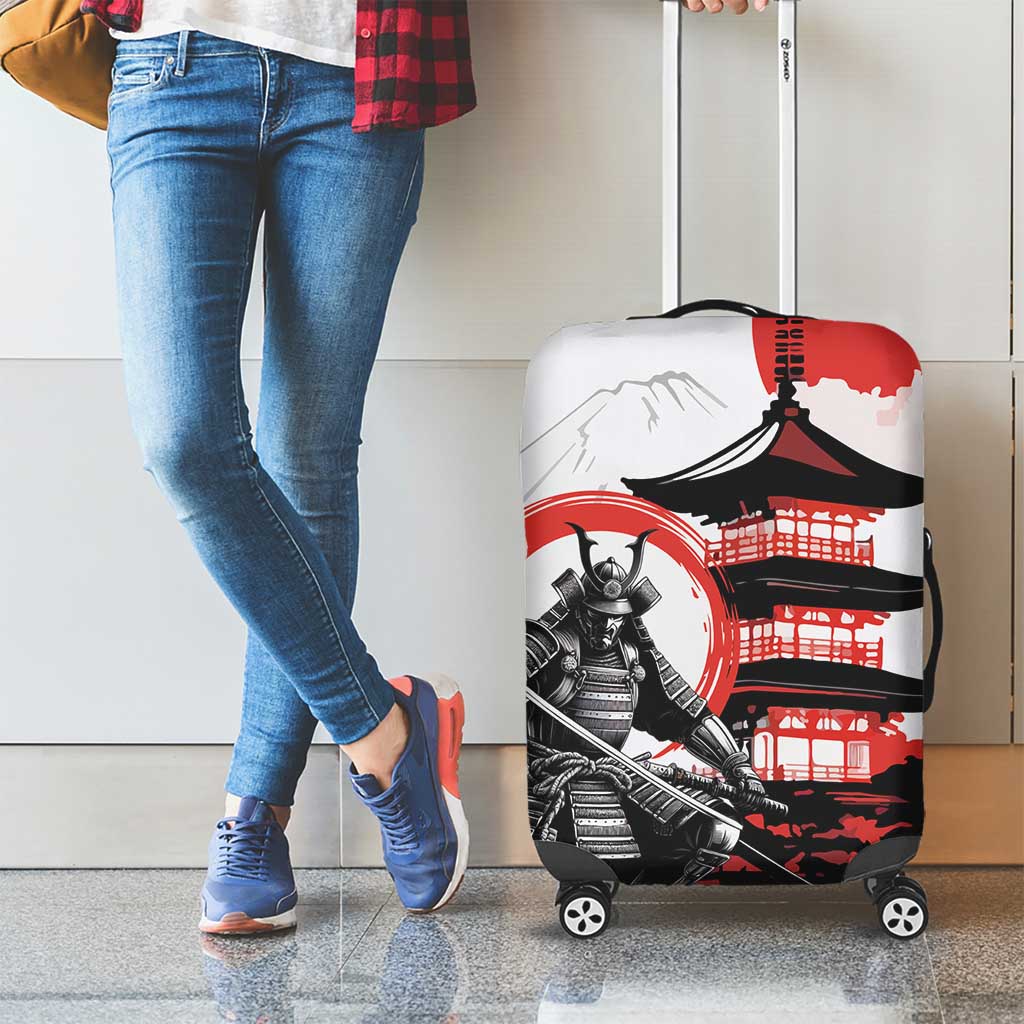 Japanese Samurai Warrior Enso Luggage Cover Japan Pagoda Sakura Watercolor - Wonder Print Shop