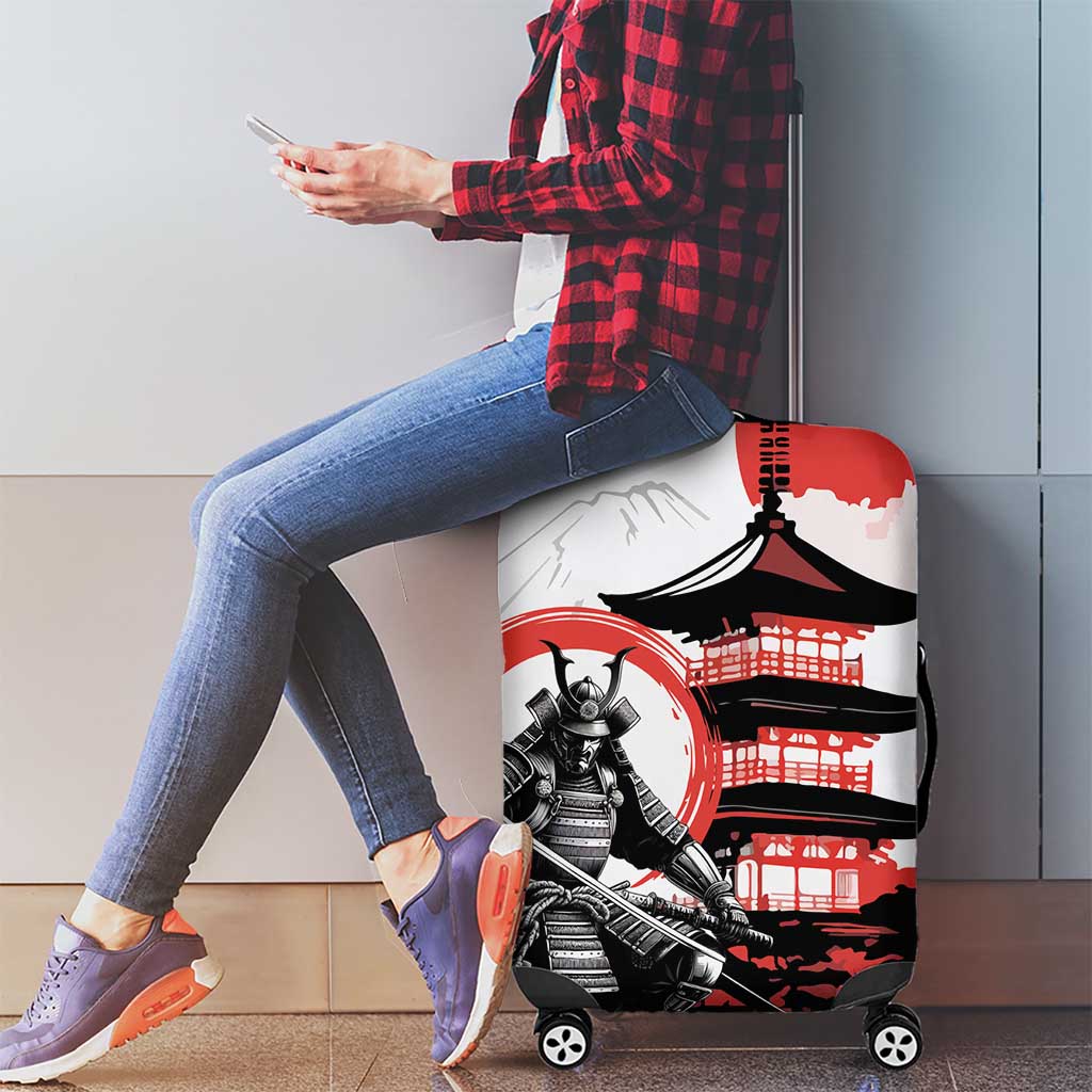 Japanese Samurai Warrior Enso Luggage Cover Japan Pagoda Sakura Watercolor - Wonder Print Shop