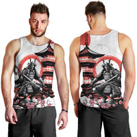 Japanese Samurai Warrior Enso Men Tank Top Japan Pagoda Sakura Watercolor - Wonder Print Shop