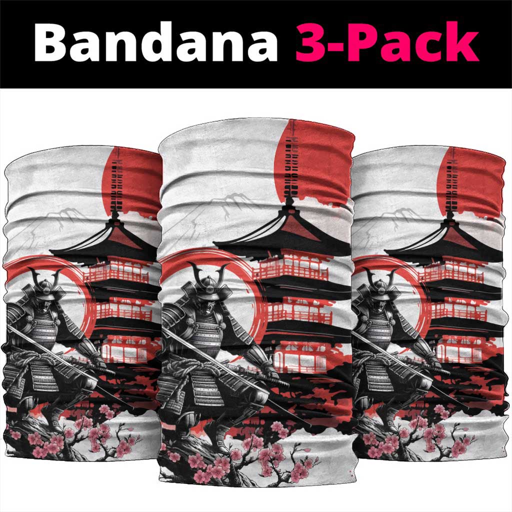 Japanese Samurai Warrior Enso Neck Gaiter Japan Pagoda Sakura Watercolor - Wonder Print Shop
