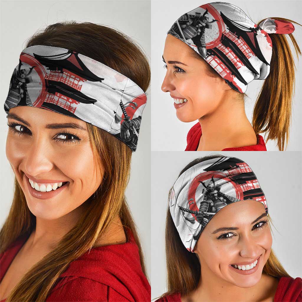 Japanese Samurai Warrior Enso Neck Gaiter Japan Pagoda Sakura Watercolor - Wonder Print Shop
