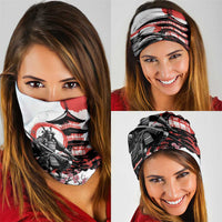 Japanese Samurai Warrior Enso Neck Gaiter Japan Pagoda Sakura Watercolor - Wonder Print Shop