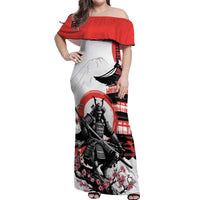 Japanese Samurai Warrior Enso Off Shoulder Maxi Dress Japan Pagoda Sakura Watercolor - Wonder Print Shop