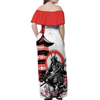 Japanese Samurai Warrior Enso Off Shoulder Maxi Dress Japan Pagoda Sakura Watercolor - Wonder Print Shop