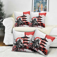 Japanese Samurai Warrior Enso Pillow Cover Japan Pagoda Sakura Watercolor - Wonder Print Shop