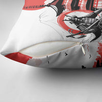 Japanese Samurai Warrior Enso Pillow Cover Japan Pagoda Sakura Watercolor - Wonder Print Shop
