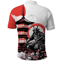 Japanese Samurai Warrior Enso Polo Shirt Japan Pagoda Sakura Watercolor - Wonder Print Shop