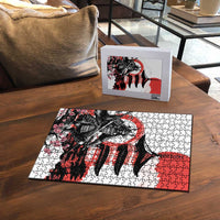Japanese Samurai Warrior Enso Puzzle Japan Pagoda Sakura Watercolor - Wonder Print Shop