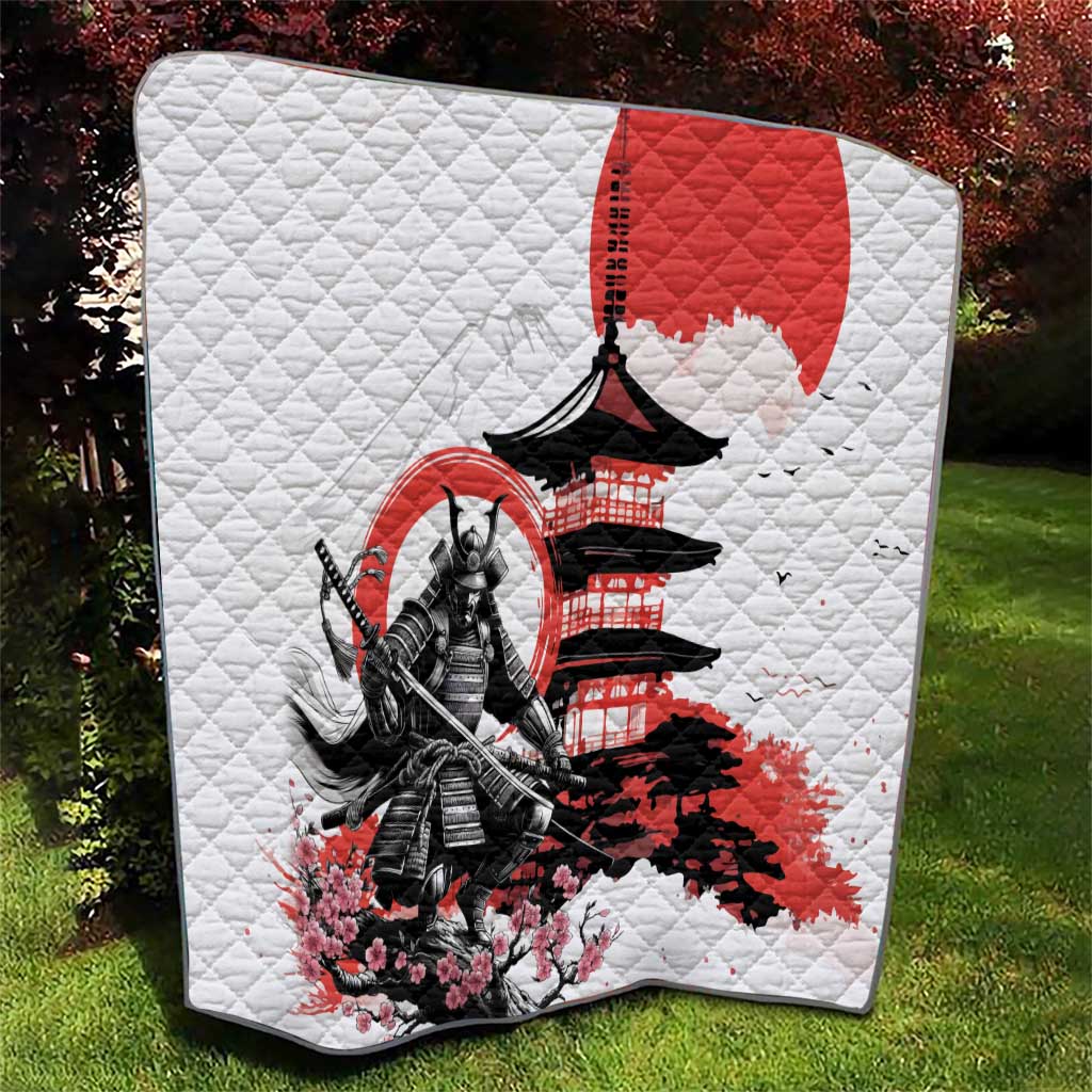 Japanese Samurai Warrior Enso Quilt Japan Pagoda Sakura Watercolor - Wonder Print Shop