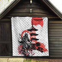 Japanese Samurai Warrior Enso Quilt Japan Pagoda Sakura Watercolor - Wonder Print Shop