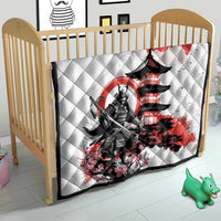 Japanese Samurai Warrior Enso Quilt Japan Pagoda Sakura Watercolor - Wonder Print Shop
